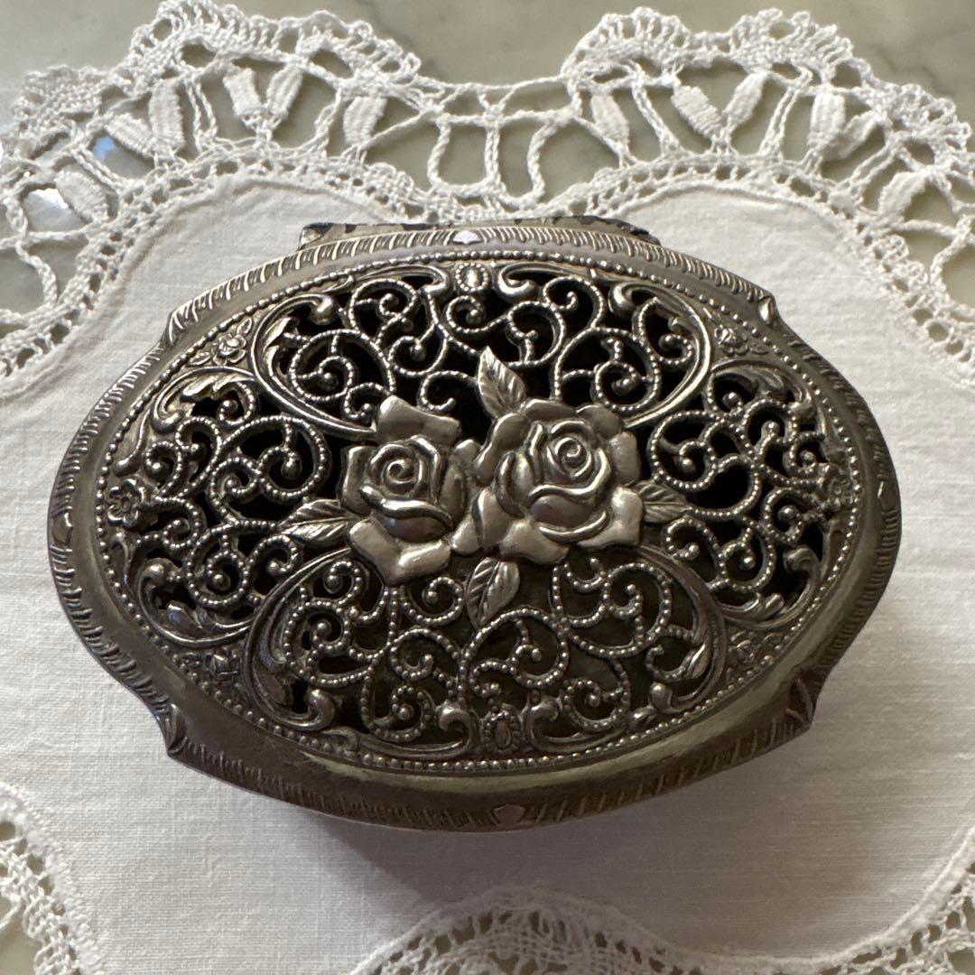 フランス　アンティーク　ヴィンテージ　ジュエリーケース　バラ