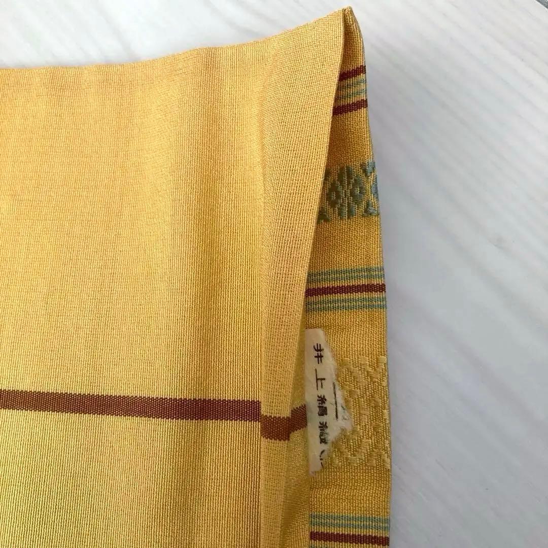 本場筑前博多織　半幅帯　正絹　献上柄　織り出し縞模様　井上絹織物 No.5-22