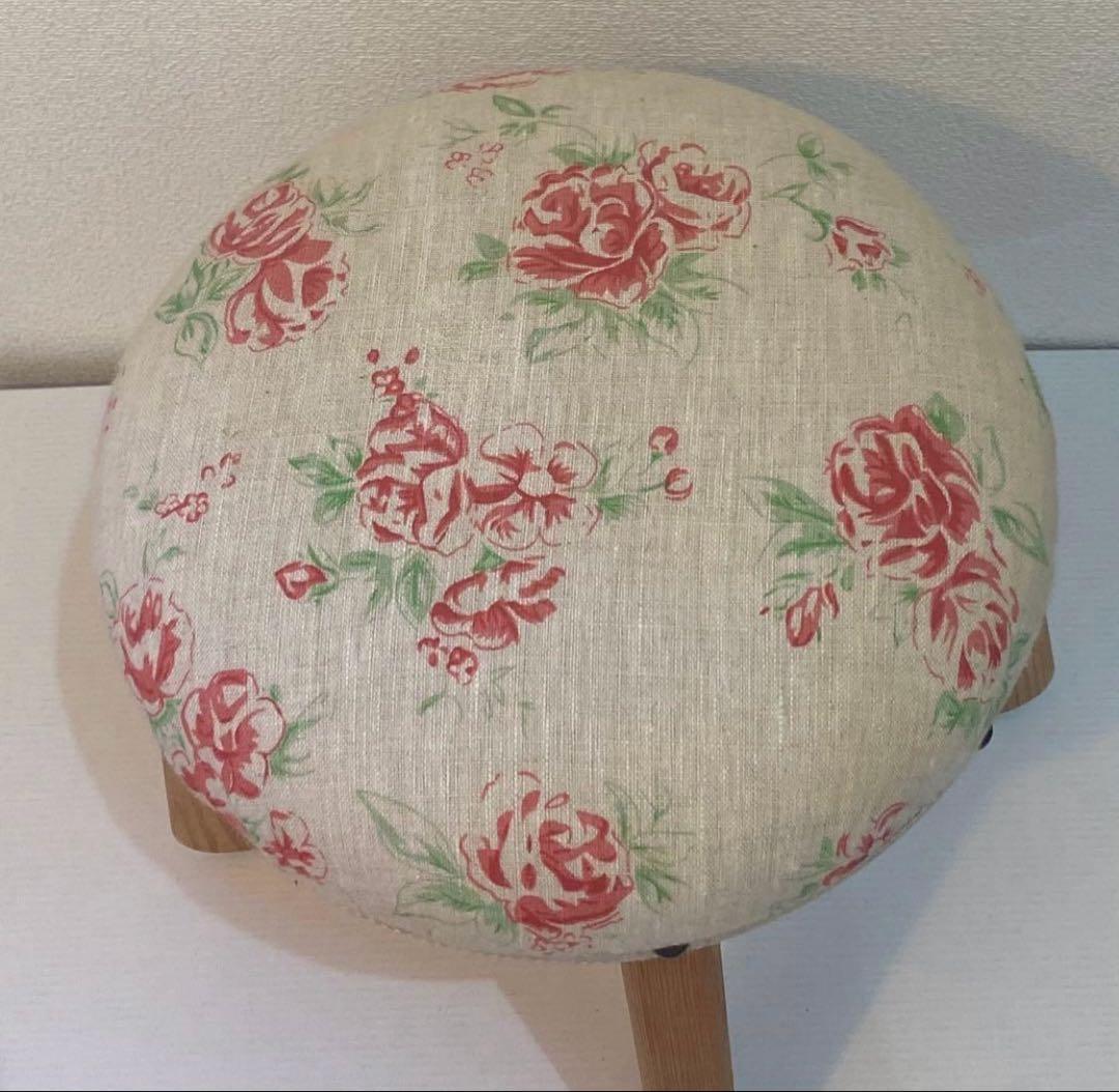 スツール　丸型　花柄　used