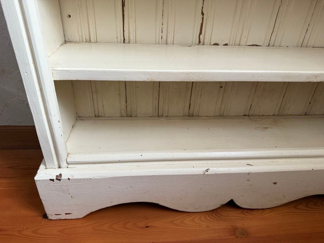 フランスアンティーク　木製ペイントブックシェルフ5段