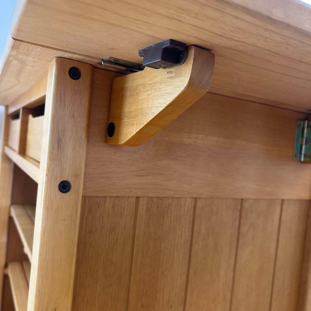 森のサーカス　キッチンワゴン　タイル付　バタフライ　ワーキングワゴン天然木