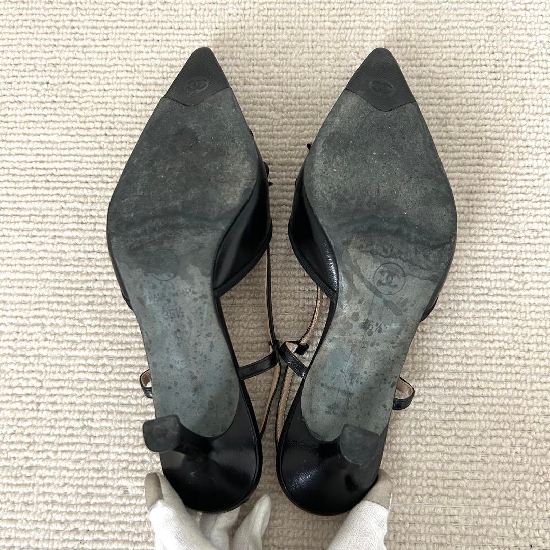 CHANEL シャネル パンプス ミュール 黒 22.5cm