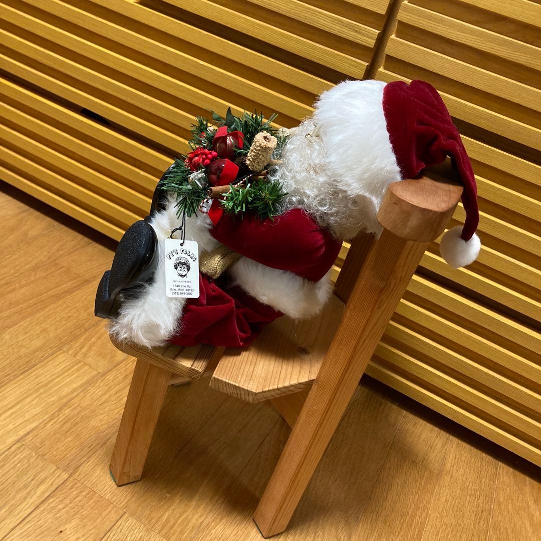 1990年代　アメリカン　ヴィンテージ　サンタクロース　クリスマス　ドールと椅子