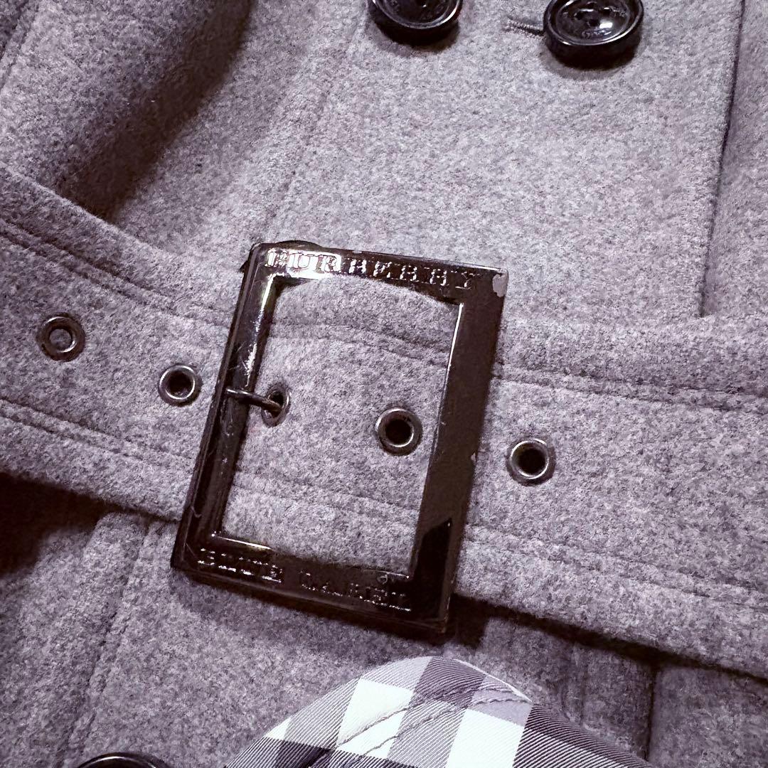 バーバリー ブルーレーベル アンゴラ ウール ベルテッドコート Aライン