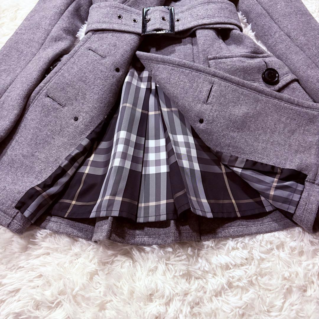 バーバリー ブルーレーベル アンゴラ ウール ベルテッドコート Aライン