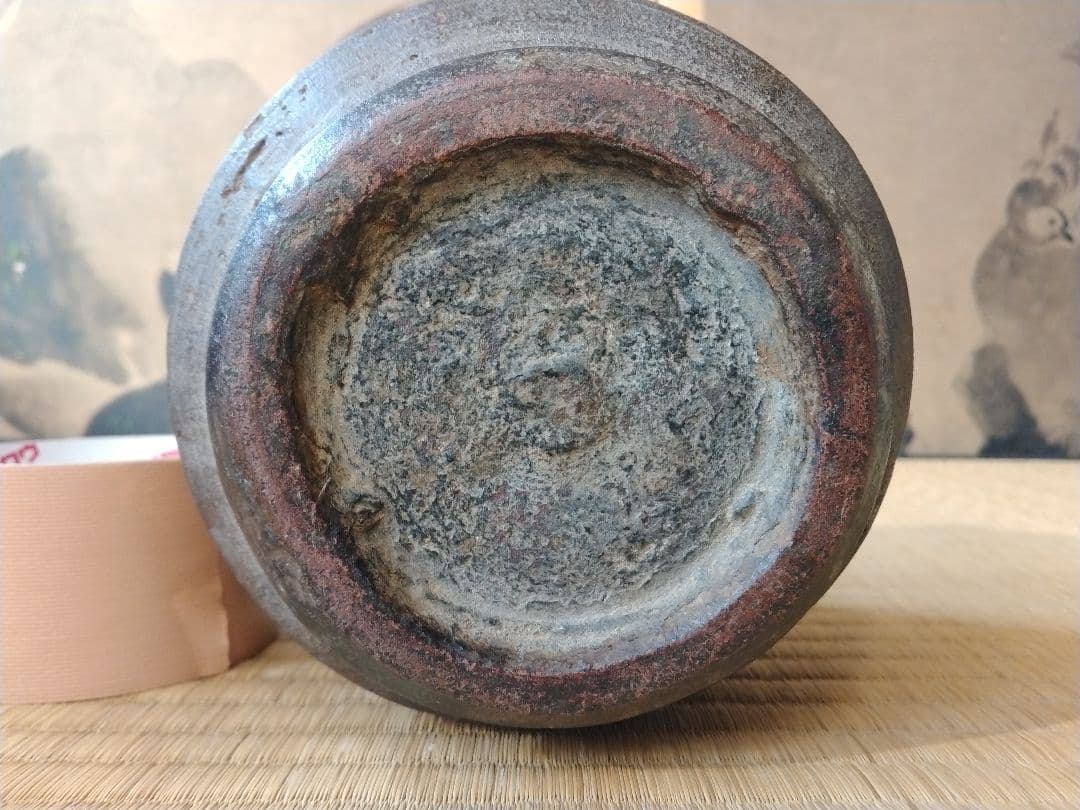 江戸時代前中期　武雄系唐津櫛目水指　壺　骨董　古美術　茶道具　花器　壺　古陶