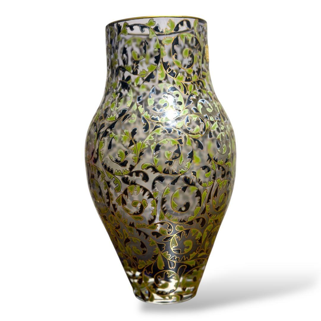 《入手困難&美品》雨宮喜能登作 窯彩硝子花瓶 共箱入 透明 クリア