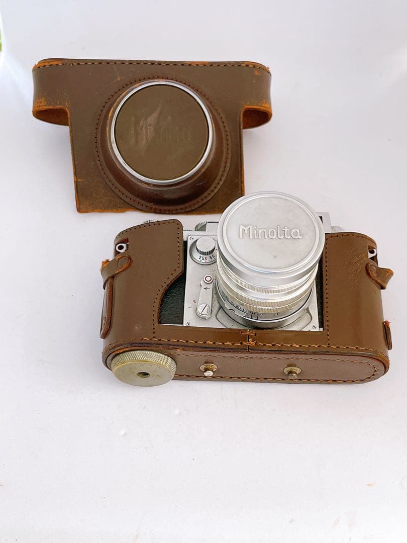 Minolta-35 レンジファインダーカメラ 純正革ケース付 現状品