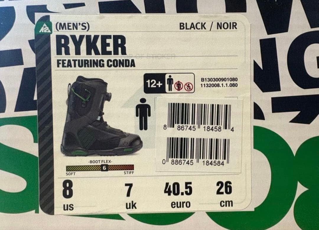 RYKER スノーボードブーツ ブラック　メンズ サイズ8 ライカー　K2