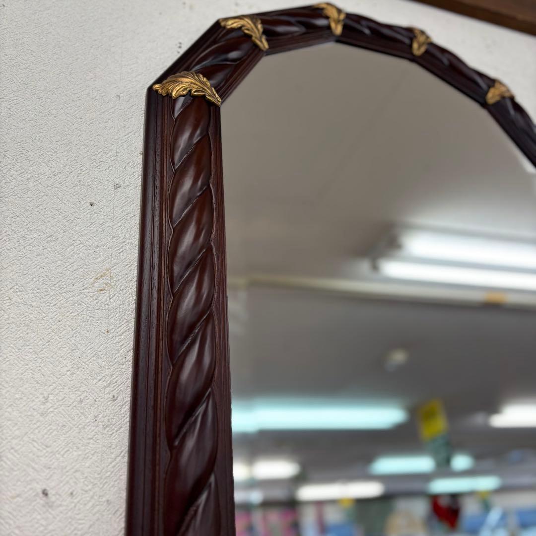 イタリア製 木製ミラー ダークブラウン