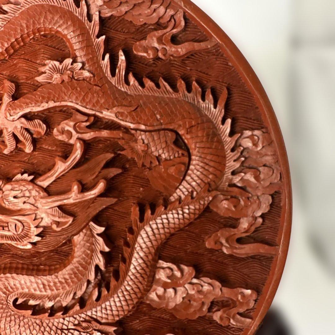 漆器 中国美術 古美術 漆芸 堆朱 皿 骨董 丸盆 飾り皿 中国 彫刻 置物