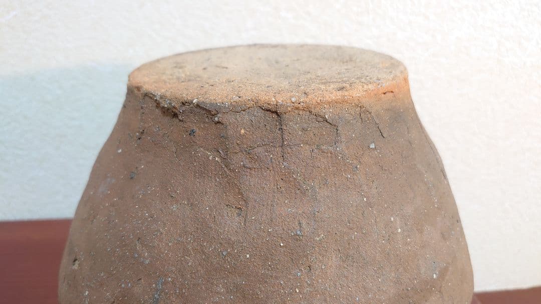 越前焼　茶道具　アンティーク陶器　水指　小壺　飾壺　漆器蓋　鎌倉　金沢茶会　１客