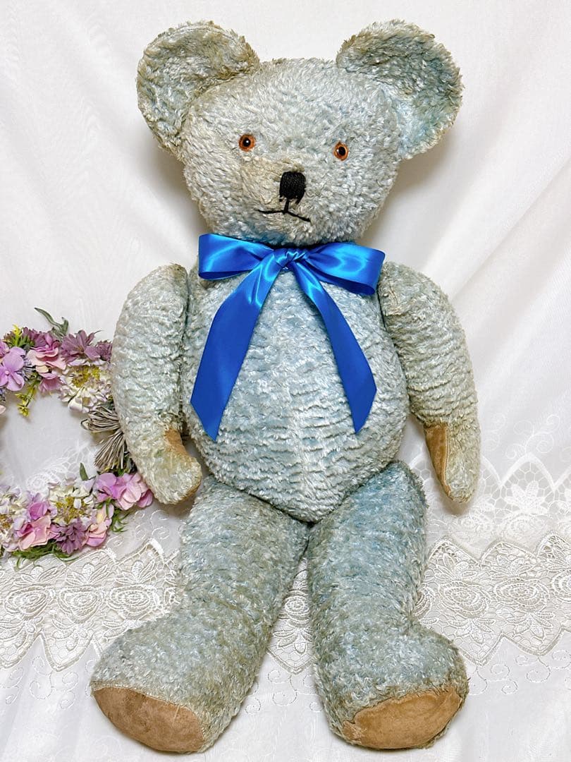 2/18 チャーリー様　✨レア✨❤️特大❤️ブルーのアンティークベア