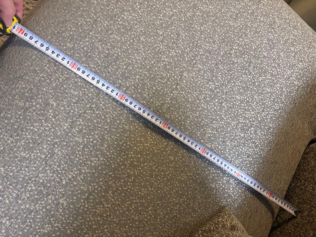 むっしゅ　カリモク　ベージュL字型ソファと同色三角テーブルセット