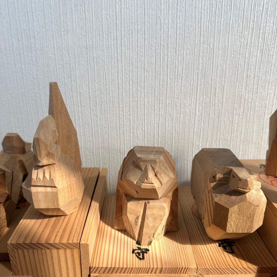 レア！伊勢神宮 木彫り 十二支 干支置物セット 12体 木箱付き