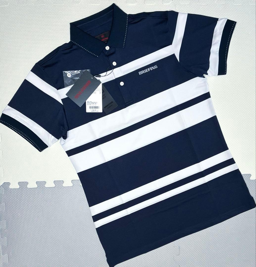 BRIEFING GOLF PANEL STRIPE POLO（NAVY／ M）