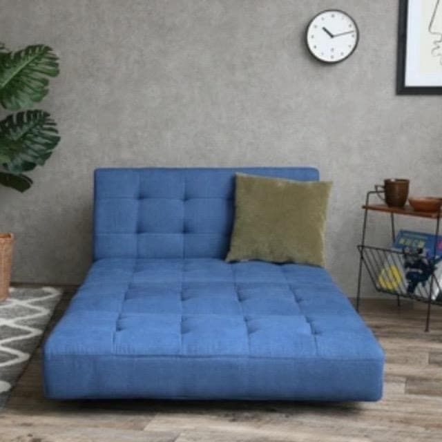 リクライニングソファ リクライニング式 ベッド ソファベッド デニムブルー