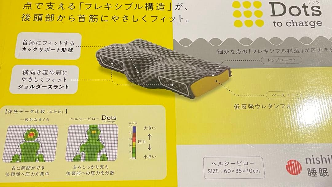 西川　Dots ドッツ　枕　首のこりやすい方へ　ヘルシーピロー
