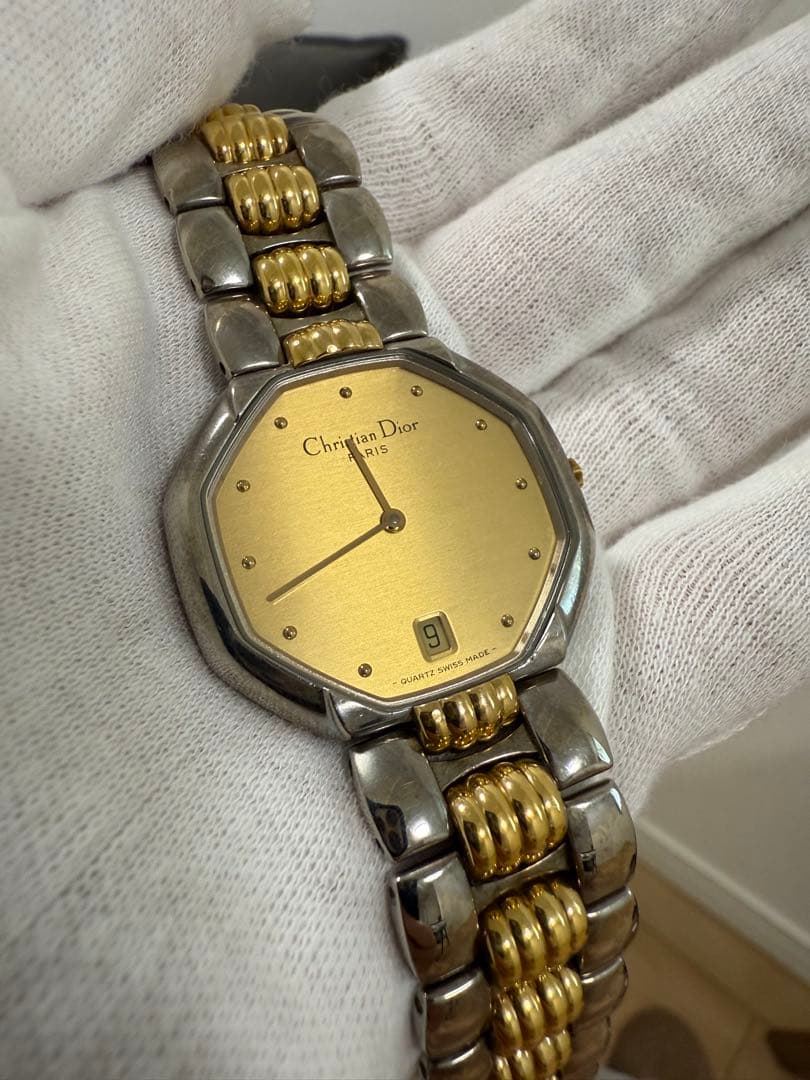 Christian Dior オクタゴン 腕時計 ゴールド文字盤 シルバー