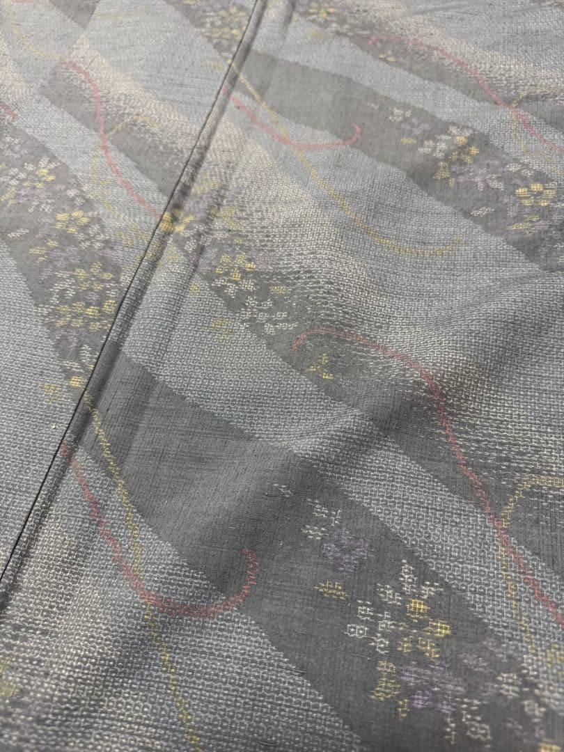 【極美品】重要無形文化財 本場結城紬「結」グレー「極上120亀甲」地機