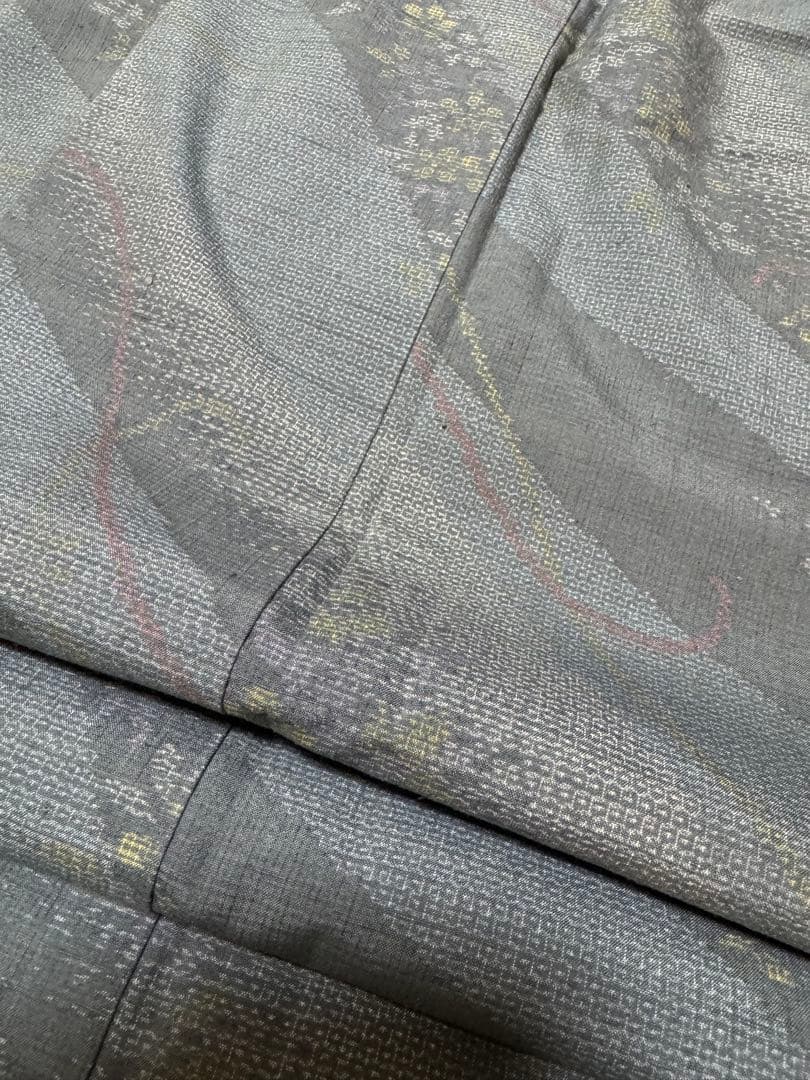 【極美品】重要無形文化財 本場結城紬「結」グレー「極上120亀甲」地機