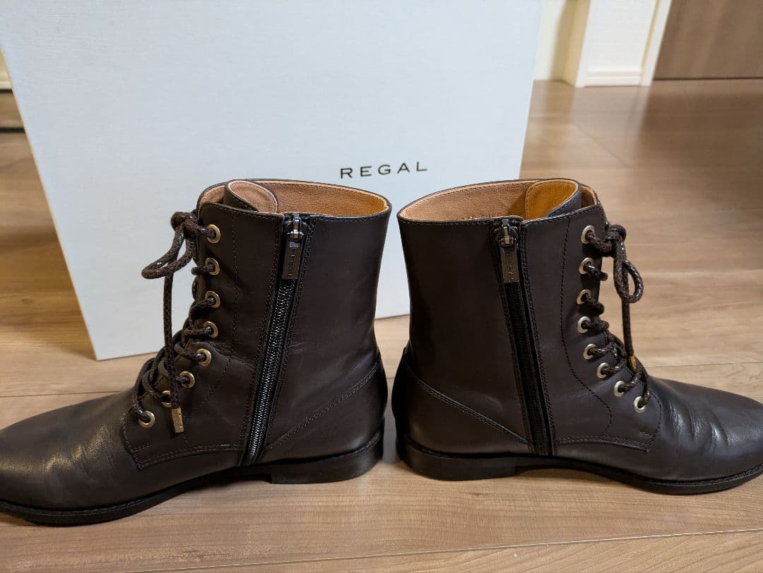宝物☆REGAL ダークブラウン レースアップ ショートブーツ 23.5