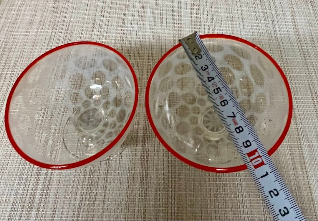 氷コップ 水玉紋様 赤 アンティーク 大正ロマン②