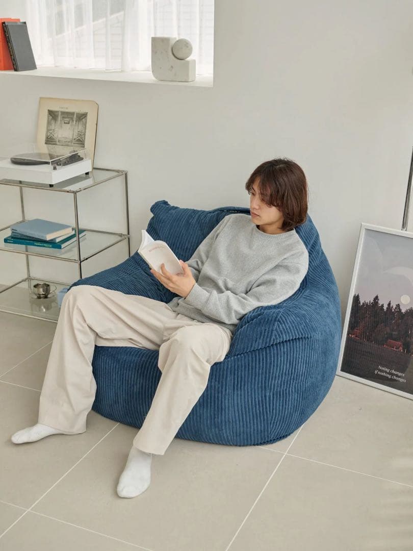 【美品】LOOSY 1人掛けビーズソファ　ネイビー