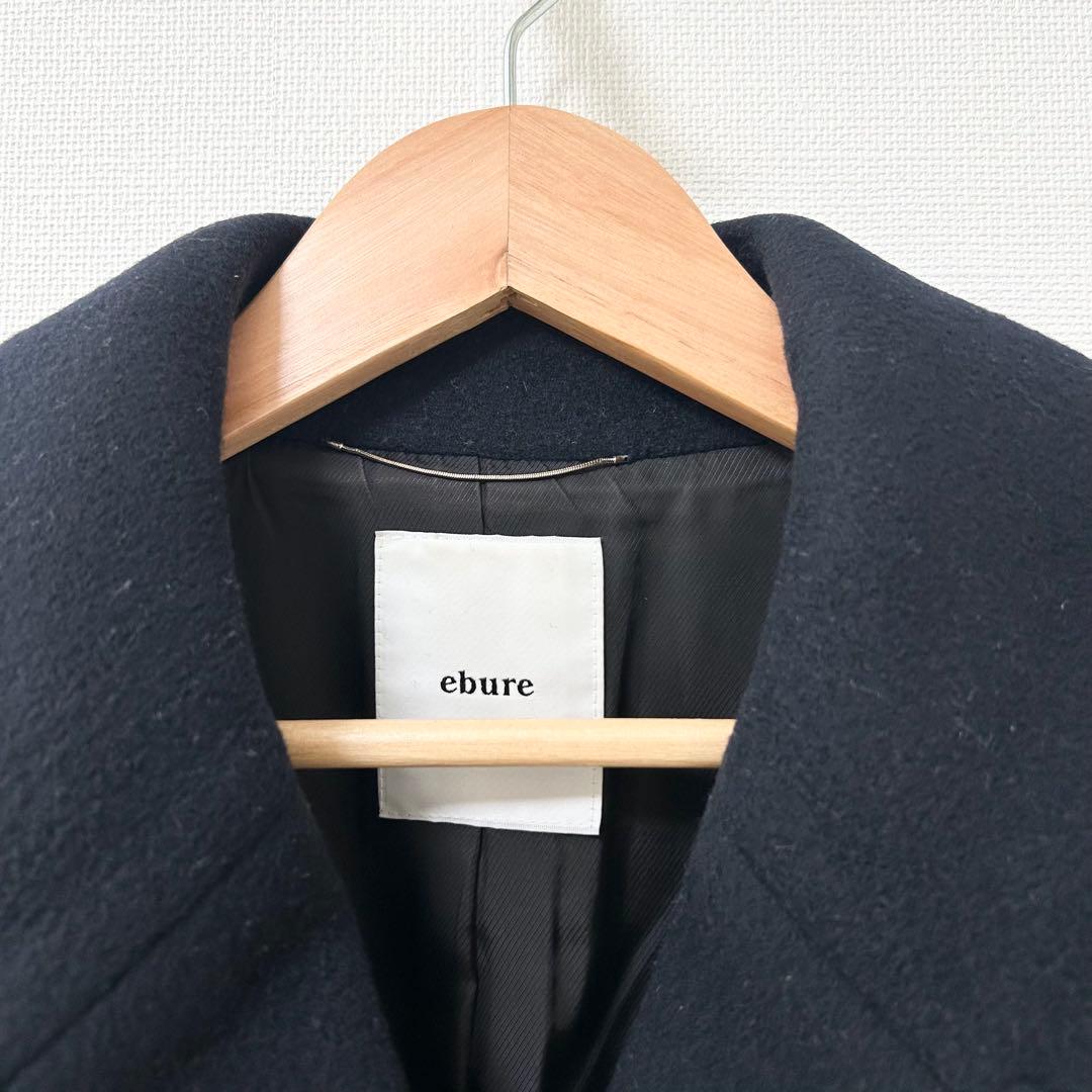 ebure スーパー100sビーバーメルトンPコート　ネイビー　36