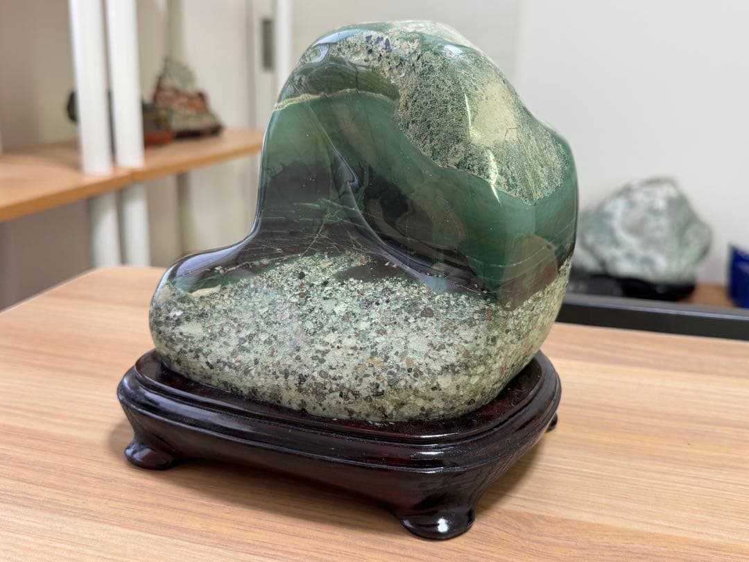 佐渡 青玉石 碧玉 青石 鑑賞石 希少 自然石 水石 盆石 佐渡石 置物