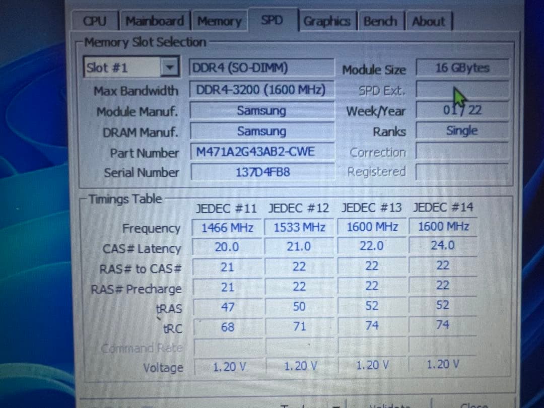 SamsungDDR4-3200AAメモリ16GB 2枚 合計32GB