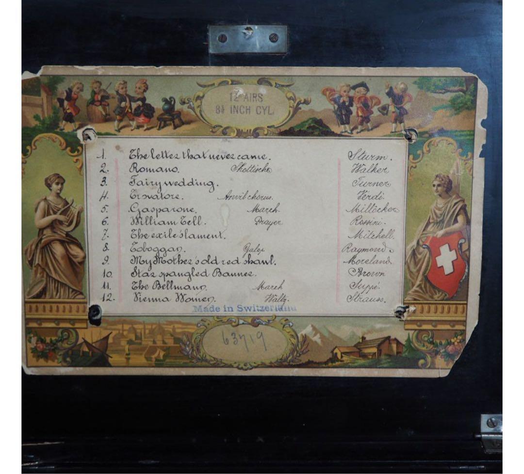 送料無料博物館級19世紀半ば頃スイス製オルゴール　稼働品幅48ｃｍ重8.3ｋｇ★