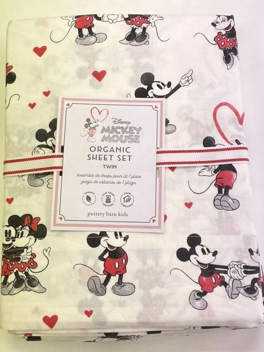 ミッキー ミニーマウス ハート バレンタイン ベッド シーツセット/新品