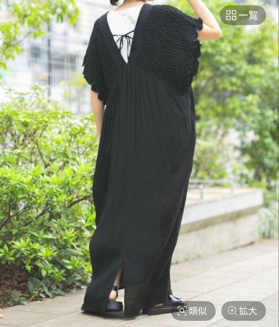 レプシィム　マタニティ　シャーリングVワンピース　ブラック