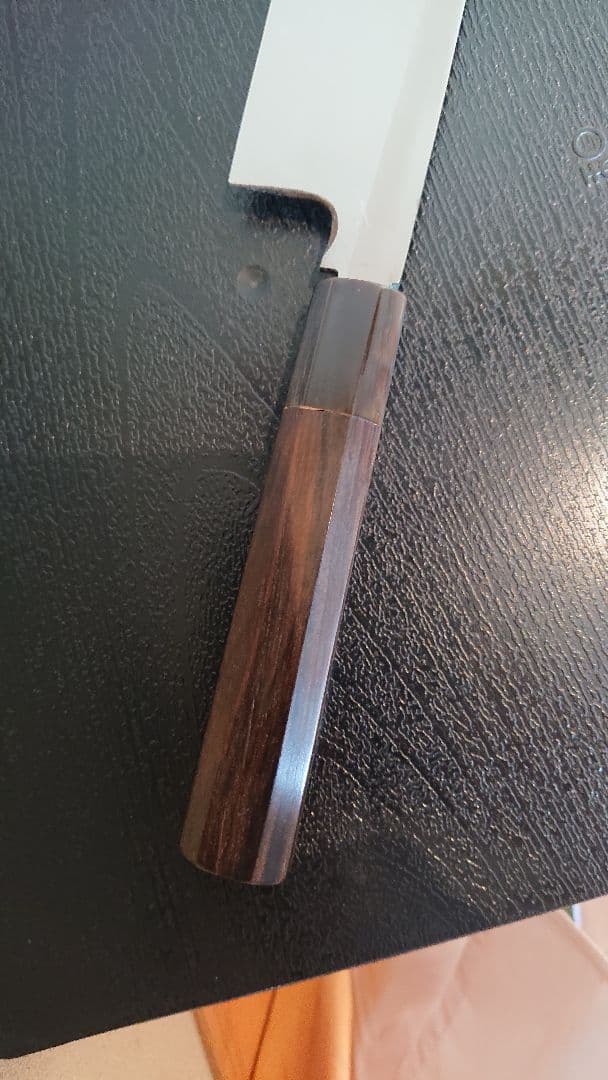 不動国行玄海正国 鎌型薄刃包丁 (本焼 )平鏡面 黒檀八角柄