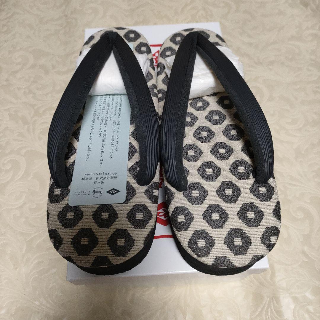 鼻緒黒 菱屋謹製　カレンブロッソ オクタゴン40 CAFE ZORI（Ｌサイズ）