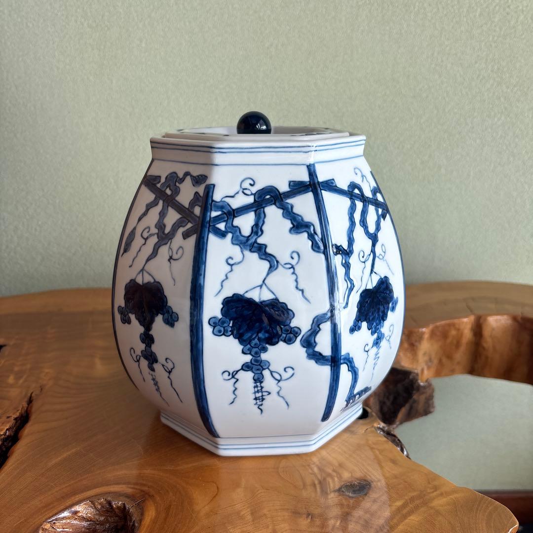 ぶどう棚 皆具 古染付型物 石崎英治作 寿ゞか焼 清宝窯 茶道具 共箱