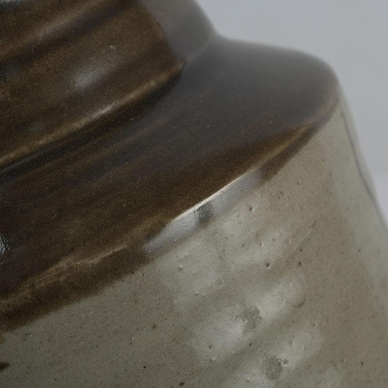 人間国宝　濱田庄司作　鐵絵花瓶　共布共箱　M　R9136H