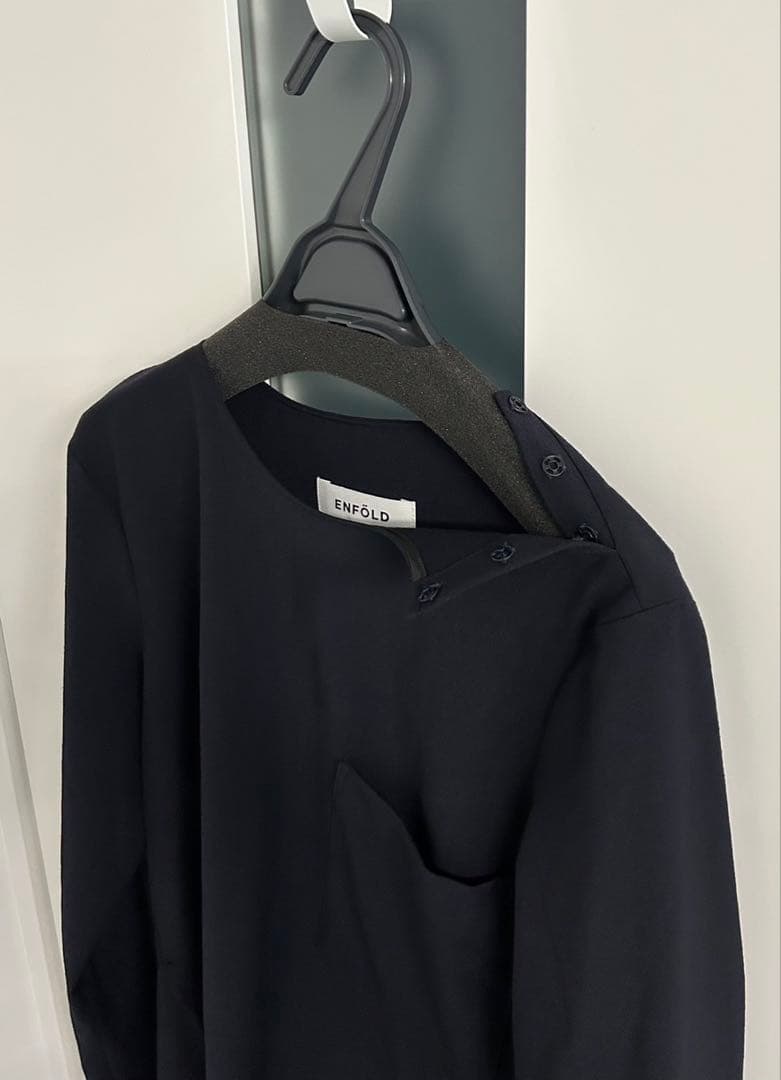 エンフォルド ネイビーサイドスリット 胸ポケット プルオーバー ブラウス