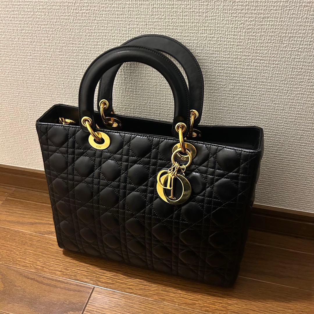 Dior レディディオール ハンドバッグ ブラック ゴールド金具 極美品