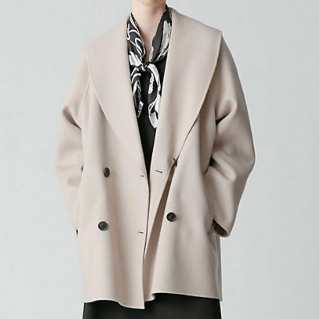 allureville ミドルコート ショールカラー ウール カシミヤ混