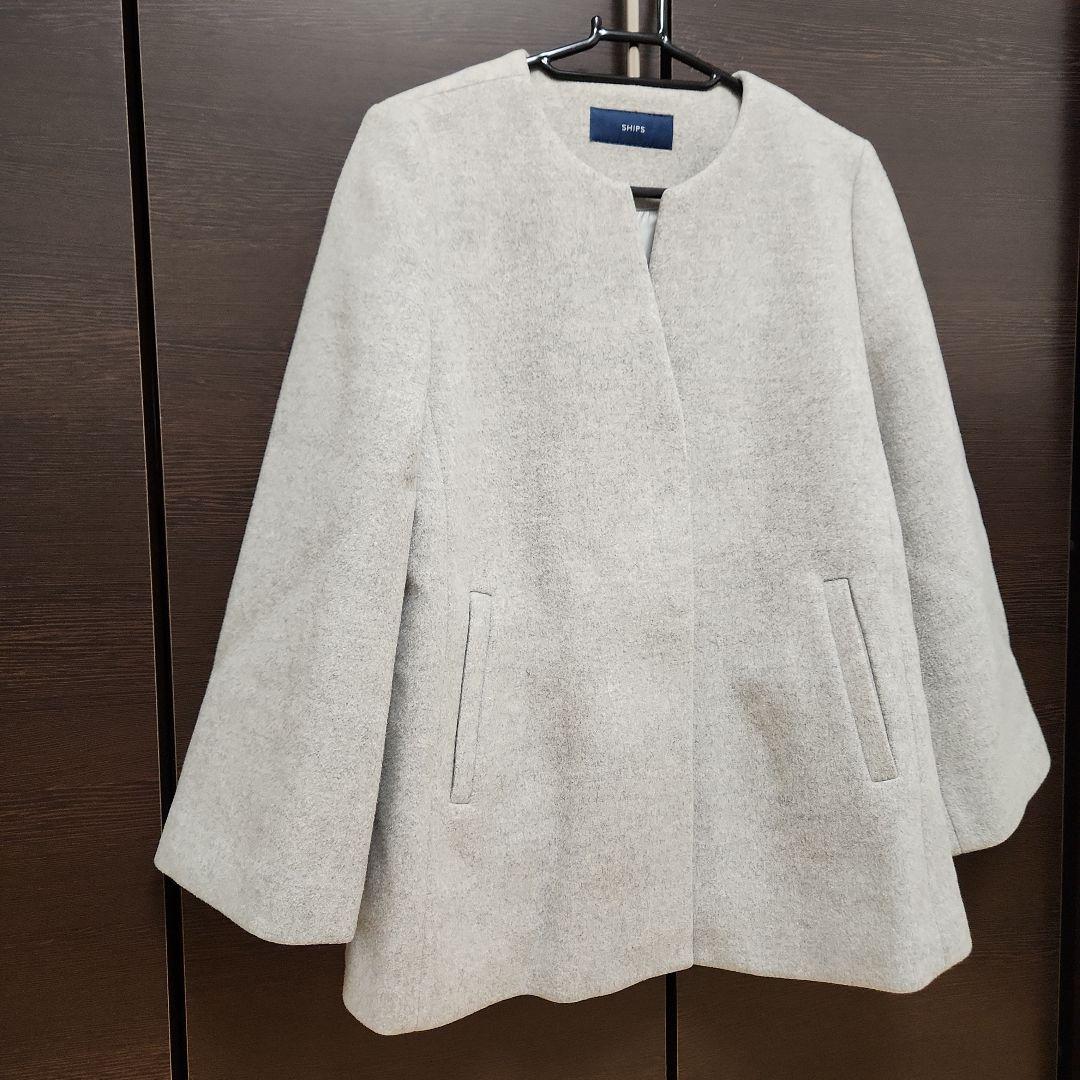 本日限定！【美品】SHIPS SUPER140キーネックショートコート ウール