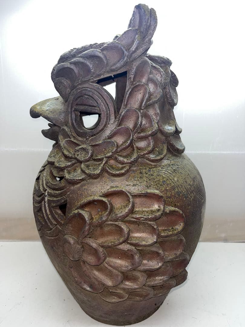 陶器 フクロウ 梟 置物 オブジェ 透かし 工芸品