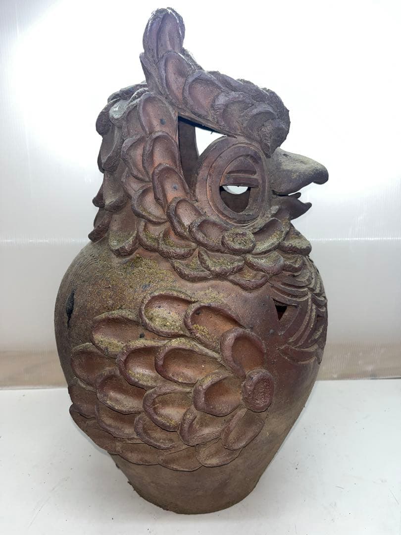陶器 フクロウ 梟 置物 オブジェ 透かし 工芸品