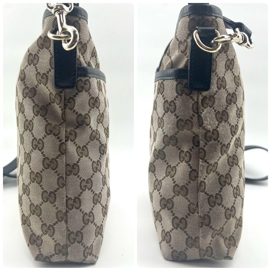 美品　GUCCI　ショルダーバック　サコッシュ　キャンバス　本革　シェリーライン
