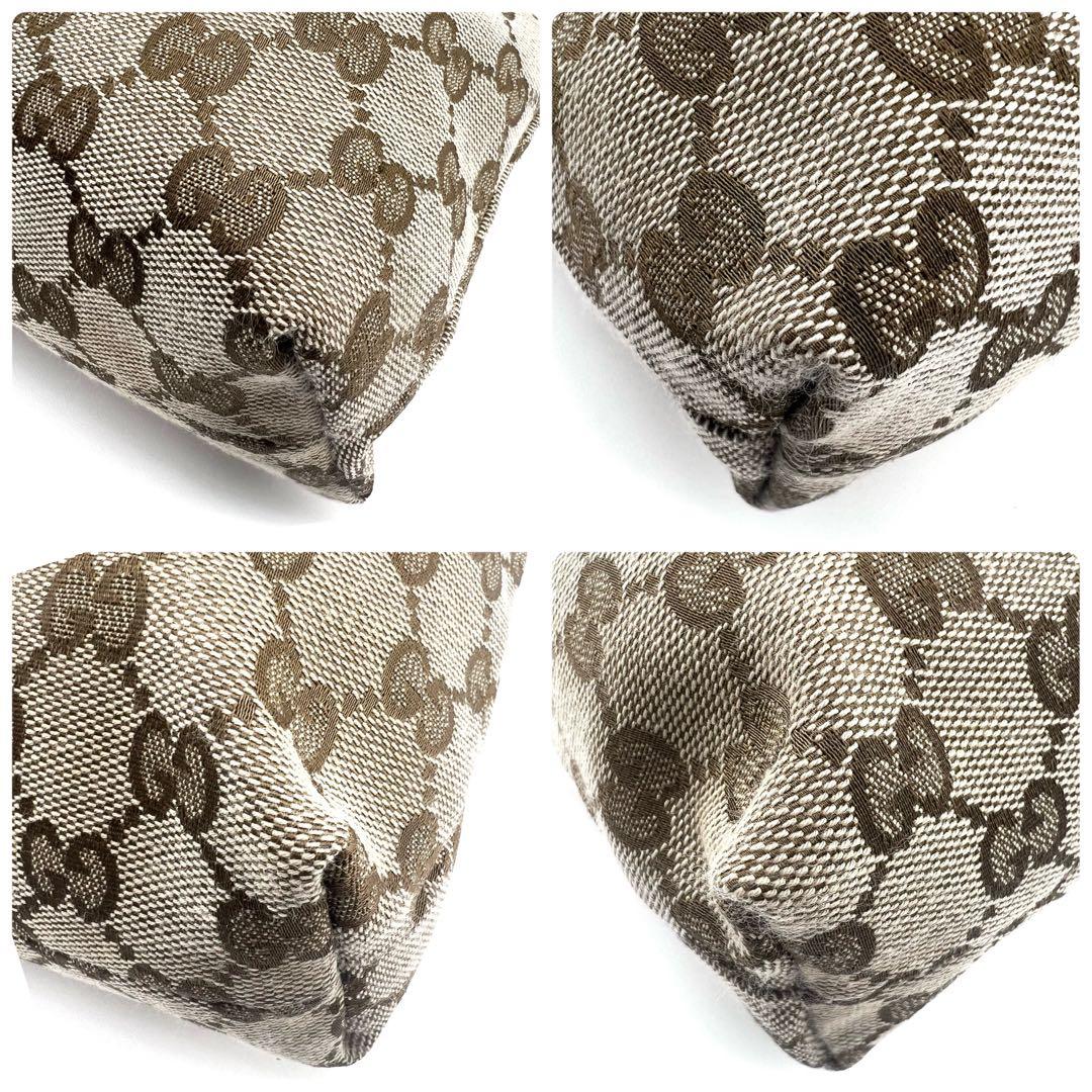 美品　GUCCI　ショルダーバック　サコッシュ　キャンバス　本革　シェリーライン