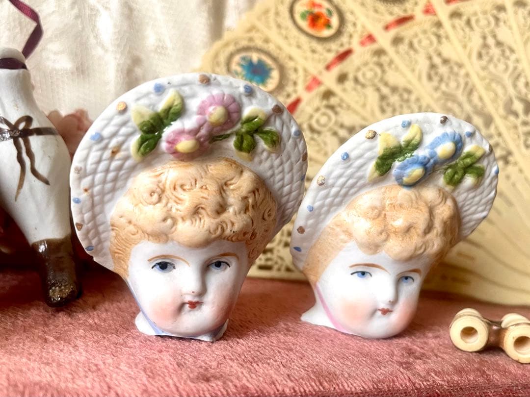 19世紀ビスクドールヘッド①フランスアンティーク　ドイツアンティーク　陶器人形