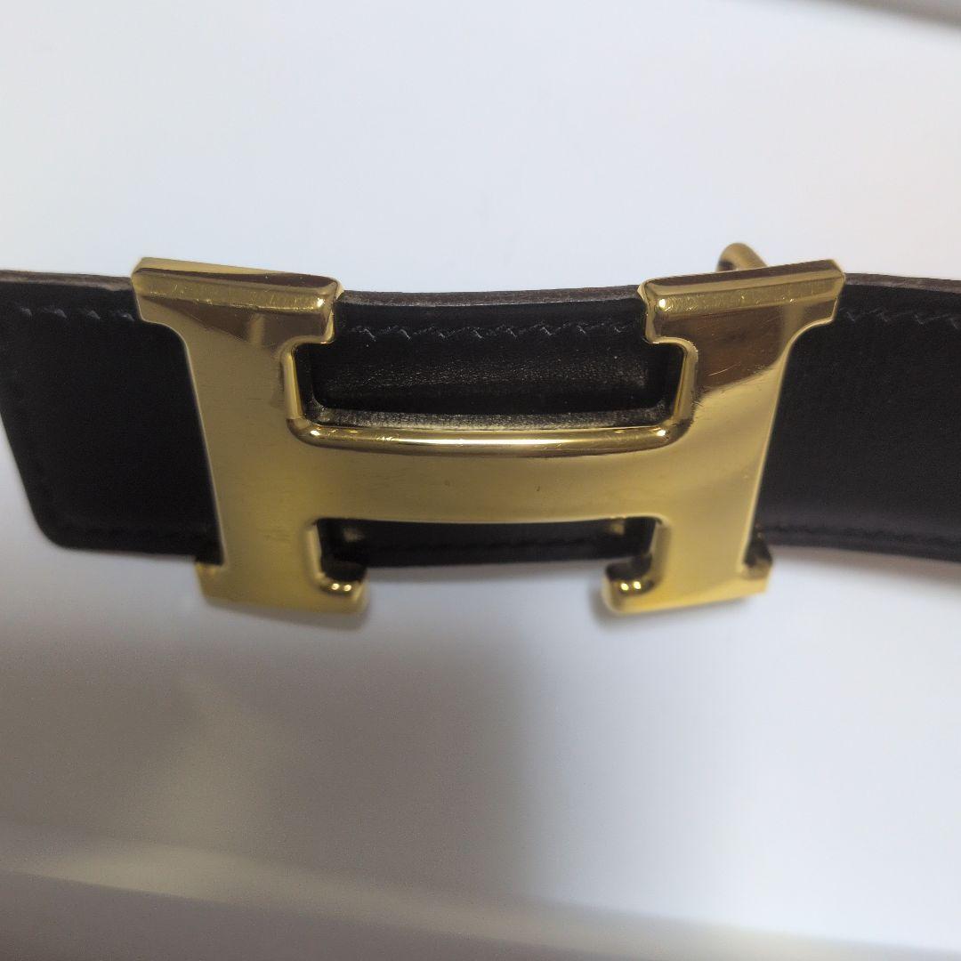 お値下げしました♫　HERMES　リバーシブル ブラック ゴールド ベルト 70