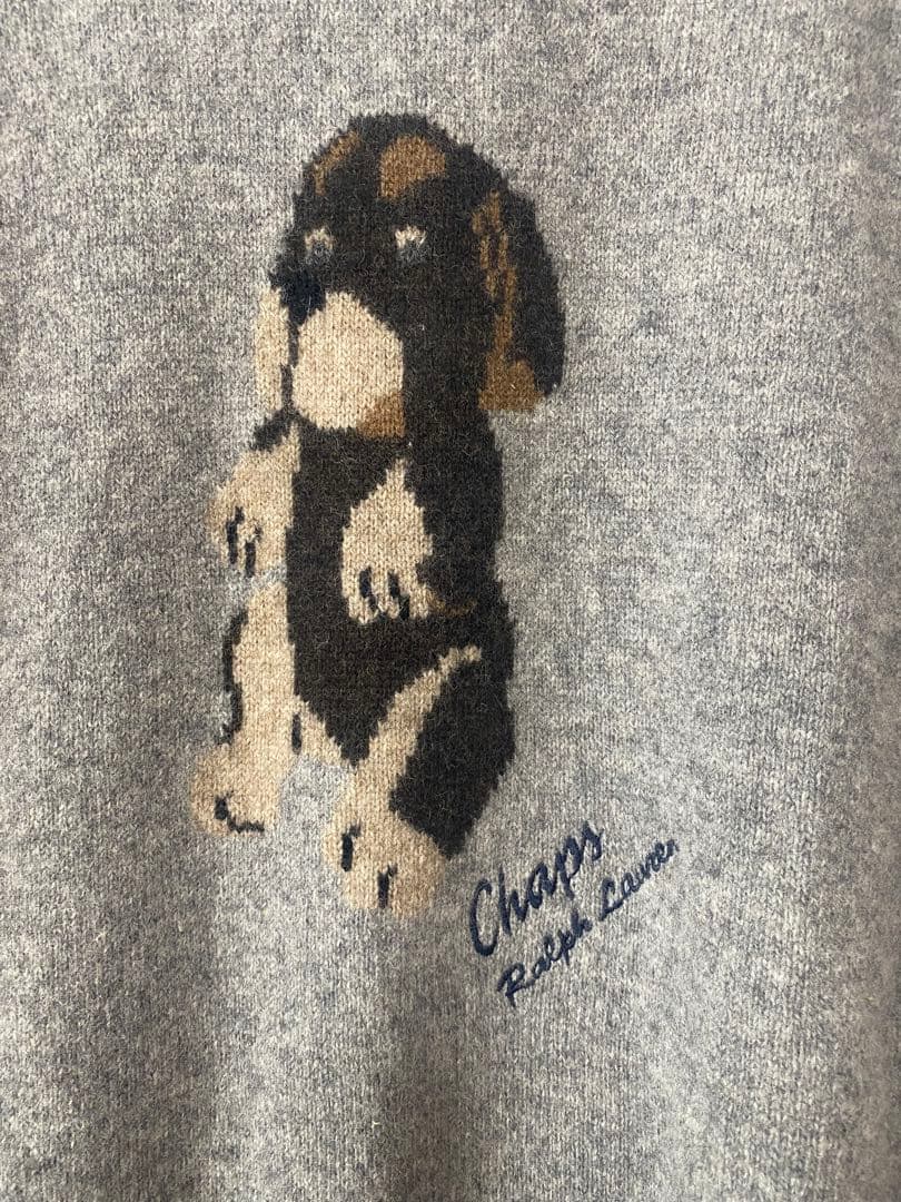 90s CHAPS RALPH LAUREN 犬 デザイン ニットセーター M