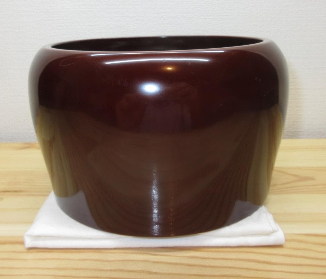 送料込【逢絢亭】茶道具 建水 溜塗 竹 布袋形 千家十職 黒田正玄 共箱入り